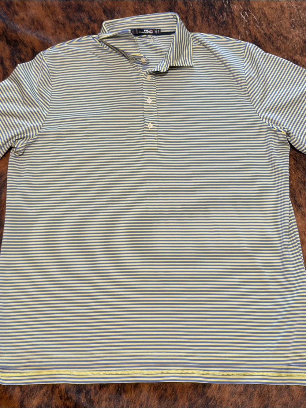 Ralph Lauren RLX Men's Short Sleeve Striped Golf Polo Yellow Blue Sz XL Gorpcore